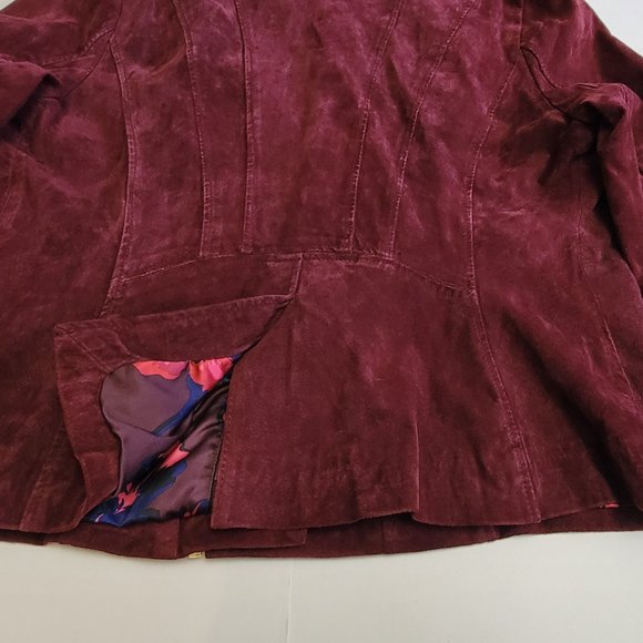 Isaac Mizrahi Burgundy Leather Jacket - Picture 11 of 16